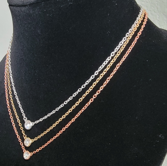 Nwot Liv Oliver Tri Color Multi Layer Necklace - Picture 5 of 7